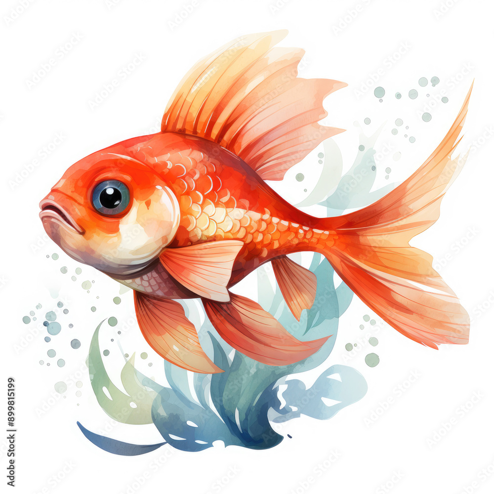 Watercolor Redfish, clipart Illustration, Generative Ai Watercolor Redfish, clipart Illustration, Generative Ai