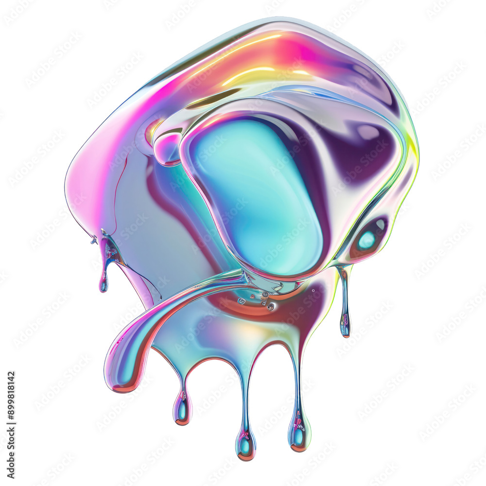 Naklejka premium colorful holographic abstract shape element cut out transparent background