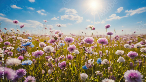 field of flowers and sky