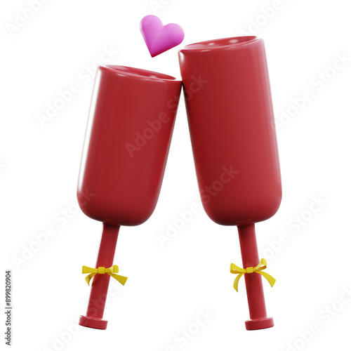 3d valentine couple glass