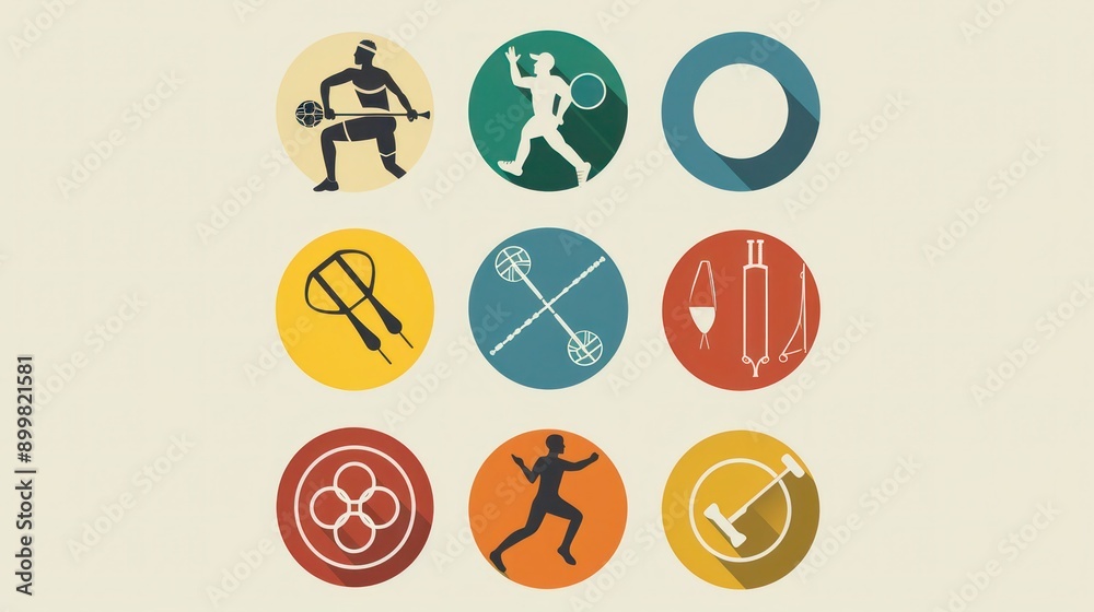 Vector icons of Olympic sports in a circular design. Vector icons of Olympic sports in a circular design.