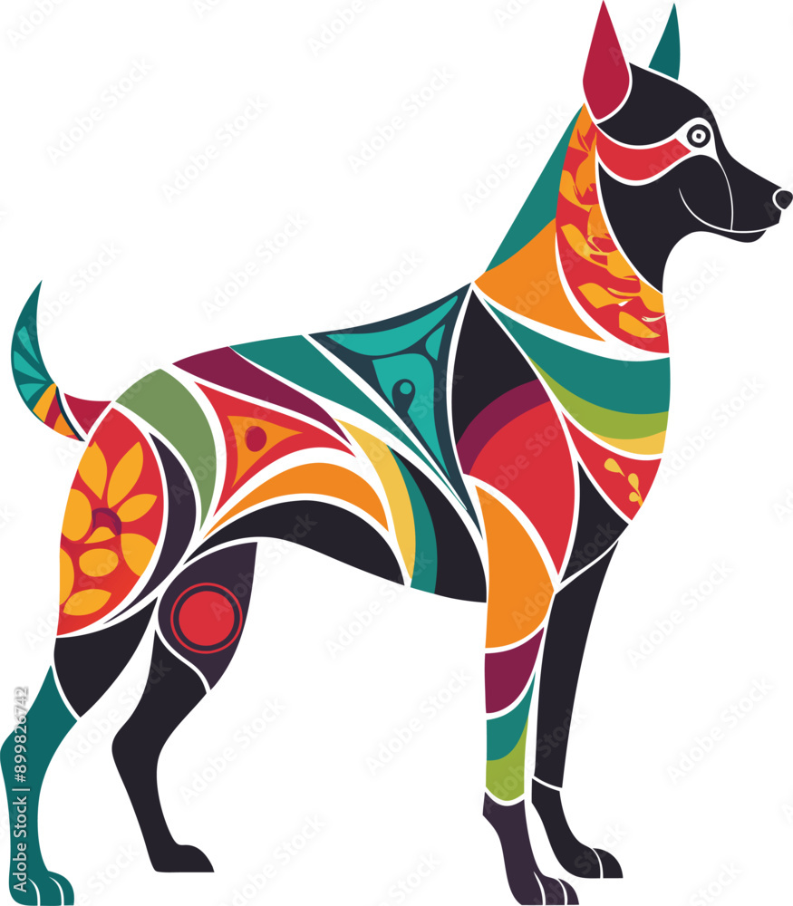 Obraz premium Dog silhouette vector art illustration White Background Free Download