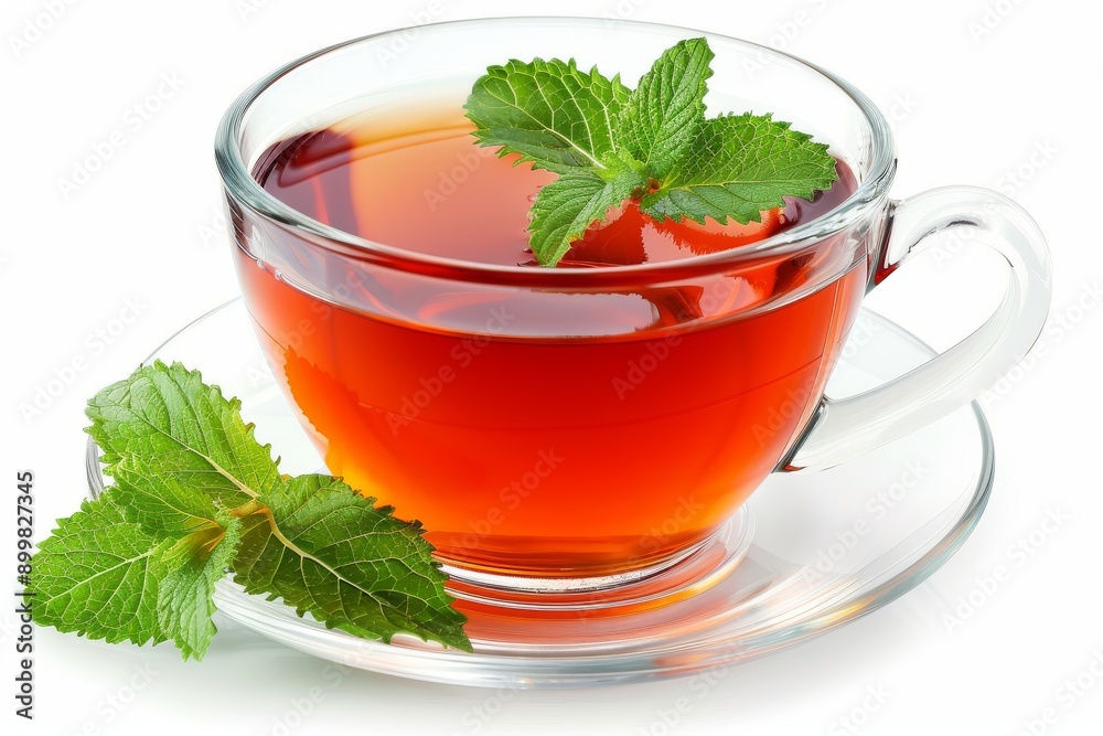 Classic Cup of Herbal Tea with Mint Leaves and Soft Lighting Classic Cup of Herbal Tea with Mint Leaves and Soft Lighting