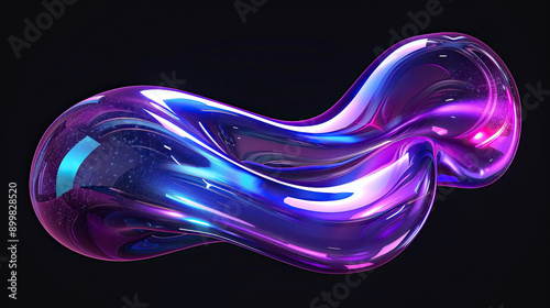 3D render of abstract liquid blob shape with purple and blue gradient on a black background digital art illustration fluid and organic form vibrant gradient colors modern and striking visual dynamic 