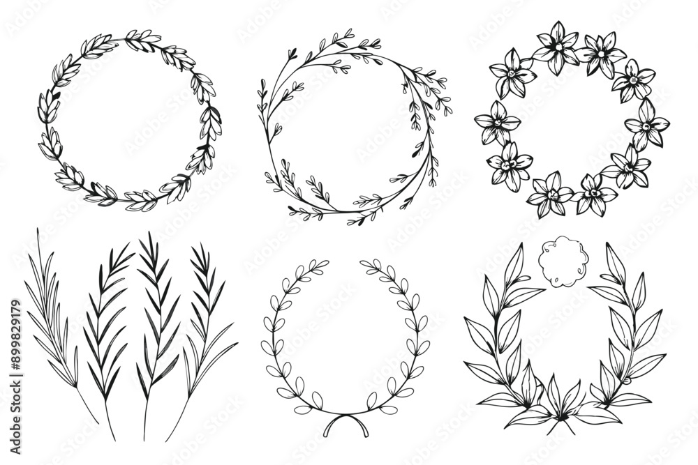 Hand drawn floral frame collection Hand drawn floral frame collection