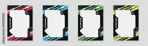 photo frame or border collection for hockey, basketball and football player, trading card template design for sports, picture frame for player performance, sports flyer design, template eps 10.	