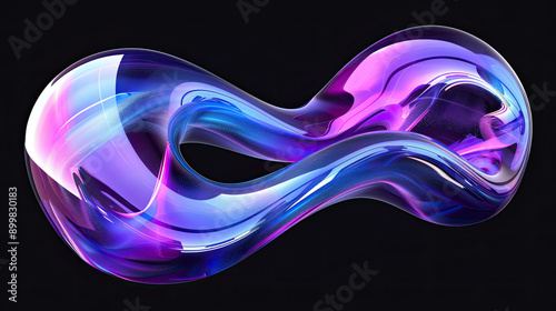 3D render of abstract curved glass shapes with a purple and blue gradient isolated on a black background digital art illustration fluid and elegant design vibrant gradient colors sophisticated  