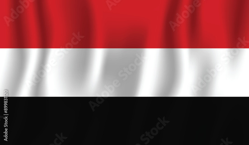 Realistic Yemen flag perfect color, scale, and proportion.