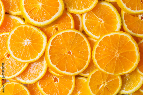 Canvas Print Orange fruit pattern. Healthy food background, directly above.