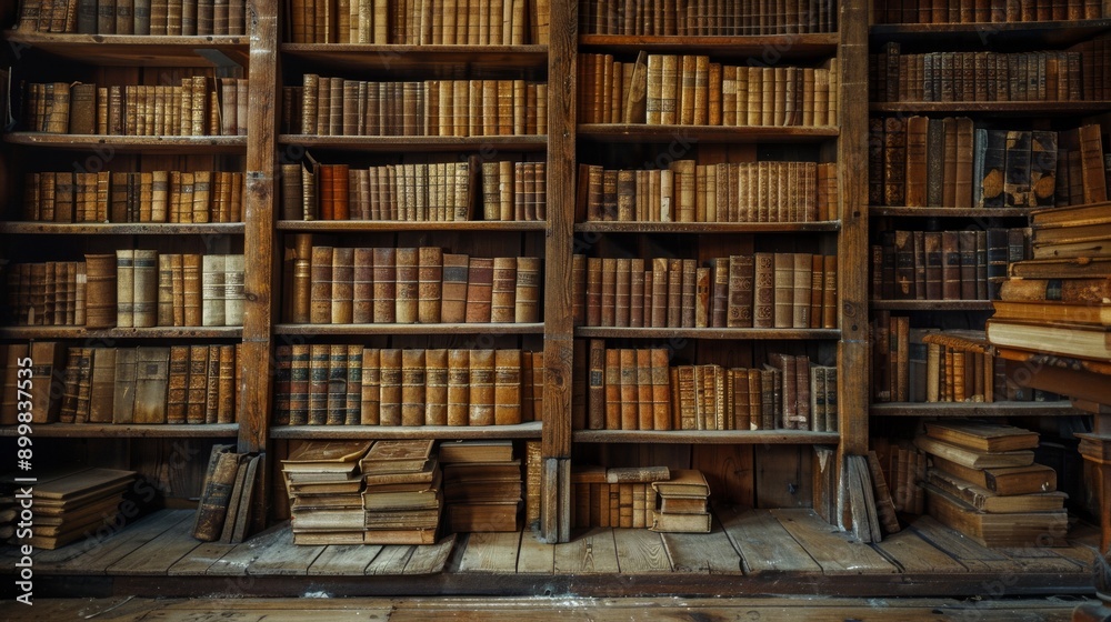 A large library with many books on the shelves A large library with many books on the shelves