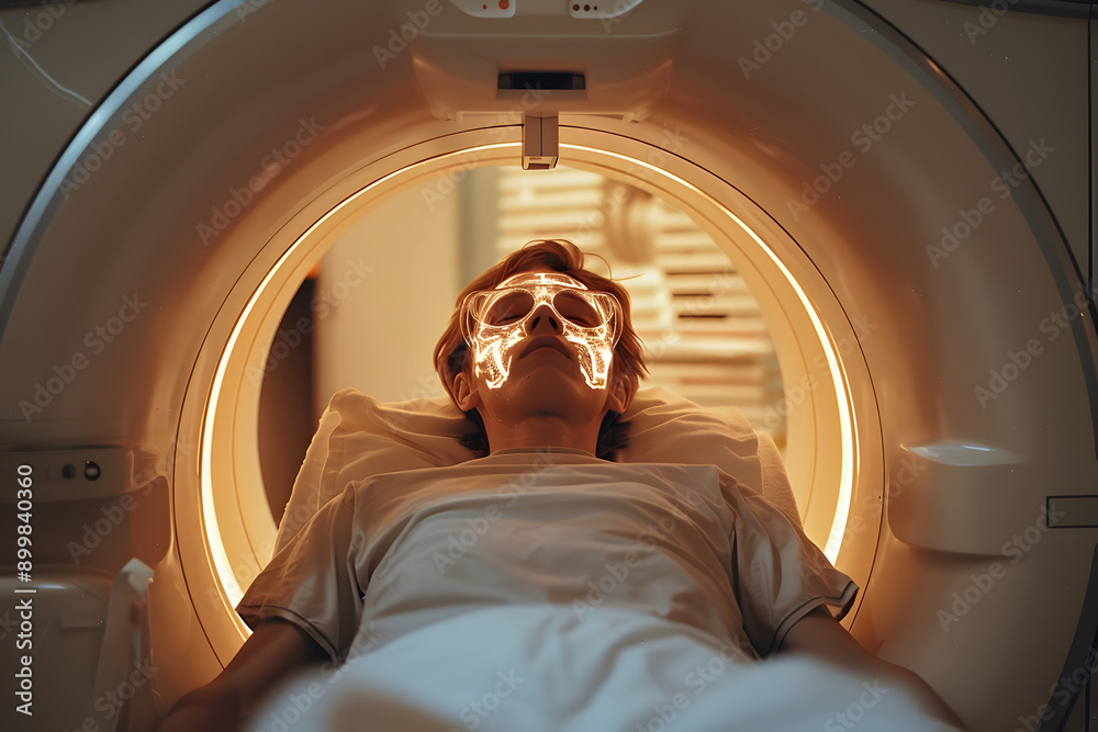 A patient undergoing an MRI in a hospital room A patient undergoing an MRI in a hospital room