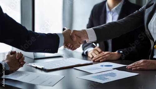 two people shaking hands negotiating