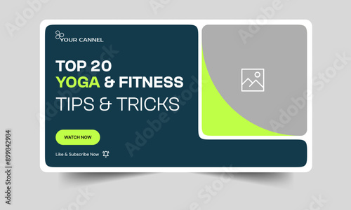 Body fitness tips and tricks video thumbnail banner design, fully customizable vector eps 10 file format