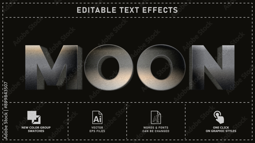 Moon texture style editable text effects. vector eps files.