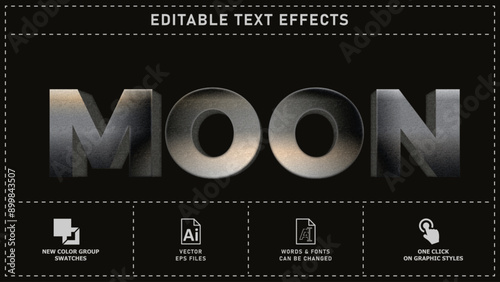 Moon texture style editable text effects. vector eps files.
