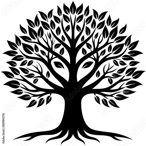 black and white tree