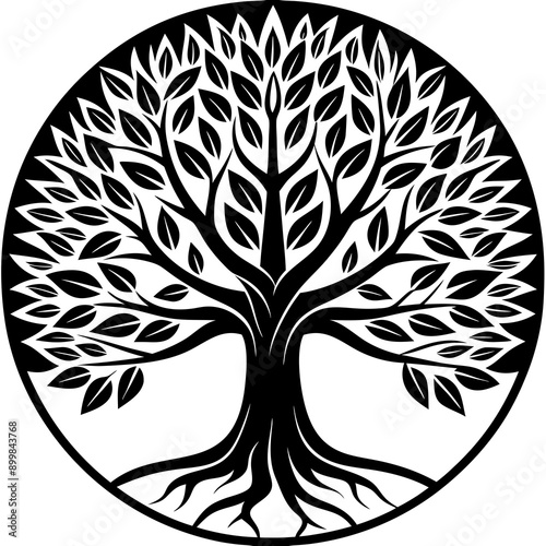 black and white tree