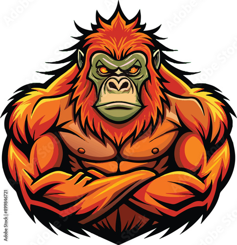 Orangutan silhouette vector art illustration White Background Free Download