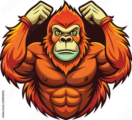 Orangutan silhouette vector art illustration White Background Free Download