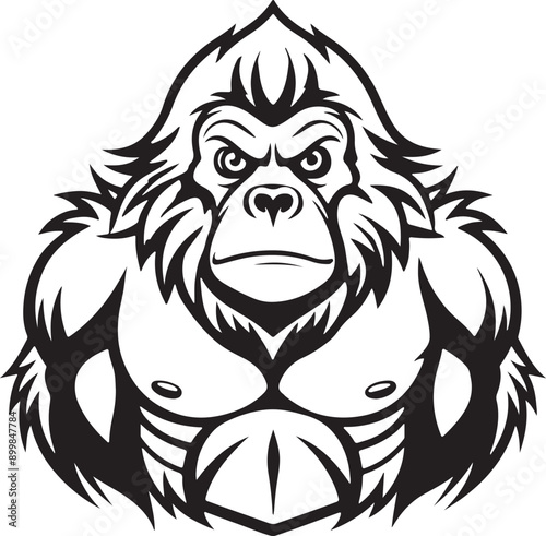 Orangutan silhouette vector art illustration White Background Free Download