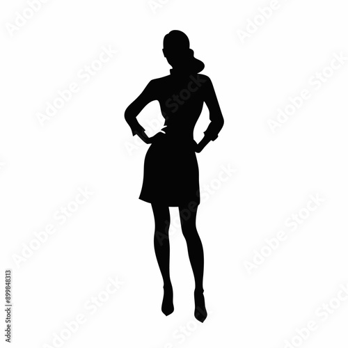 a beautiful woman standing with stylish pose vector silhouette, shoes, isolated white background (22)