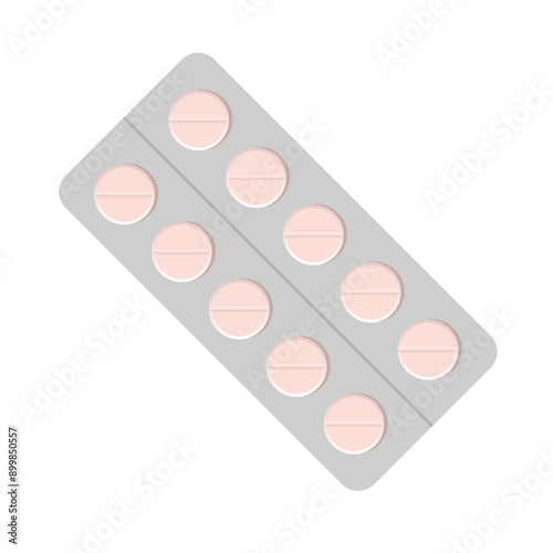 medical pills blister card flat vector illustration clipart