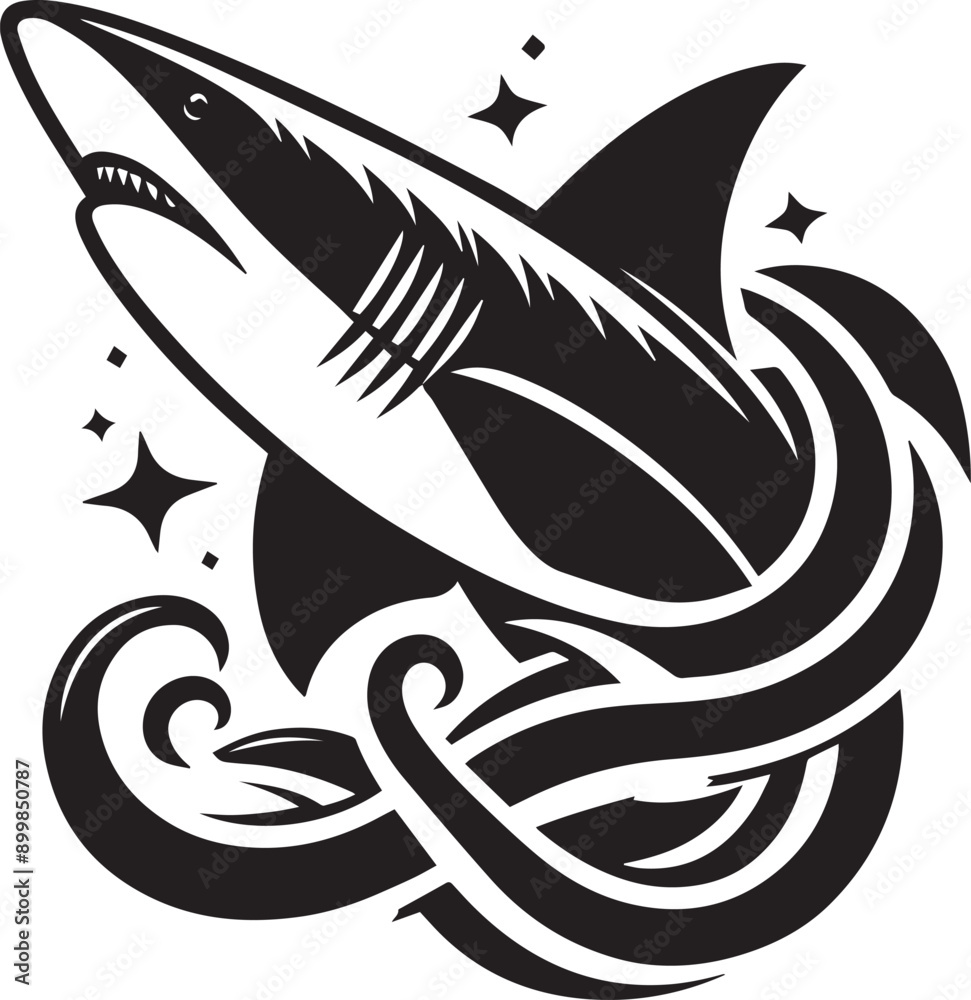 Basking shark icon isolated on a white background. Basking shark logo illustration. Basking shark icon isolated on a white background. Basking shark logo illustration.