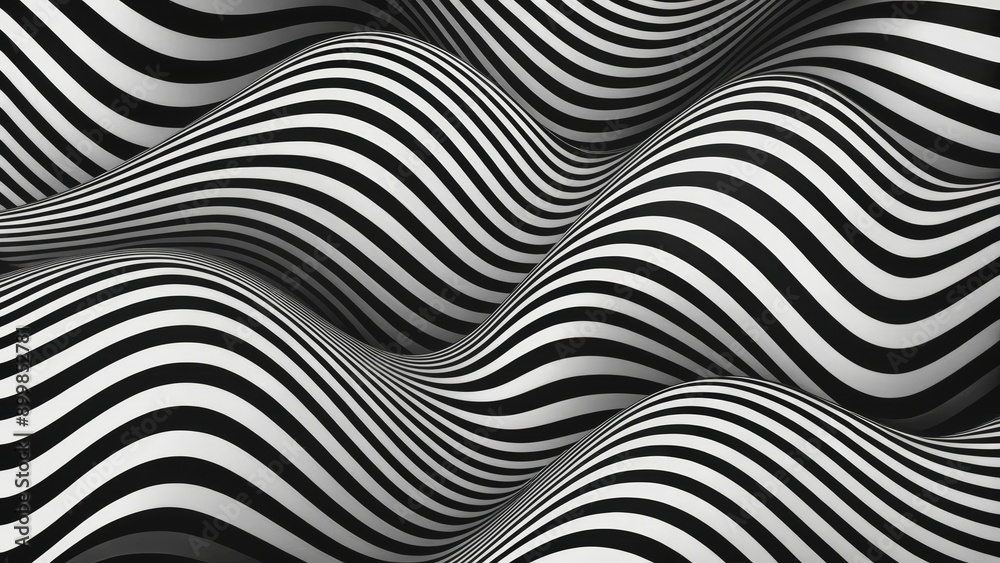 Abstract Wavy Stripes Black and White, Illusion, Curved Lines, Geometric, 3D, Optical, Pattern Abstract Wavy Stripes Black and White, Illusion, Curved Lines, Geometric, 3D, Optical, Pattern