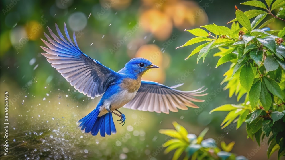 Bluebird Soaring Through Water Spray, Nature, Bird, Wildlife, Flight Bluebird Soaring Through Water Spray, Nature, Bird, Wildlife, Flight