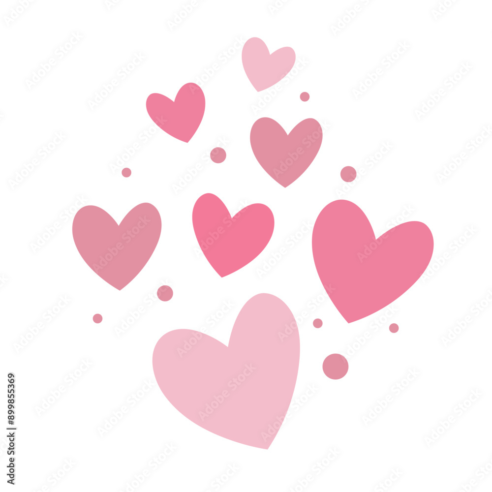 pink hearts flat vector illustration logo icon clipart