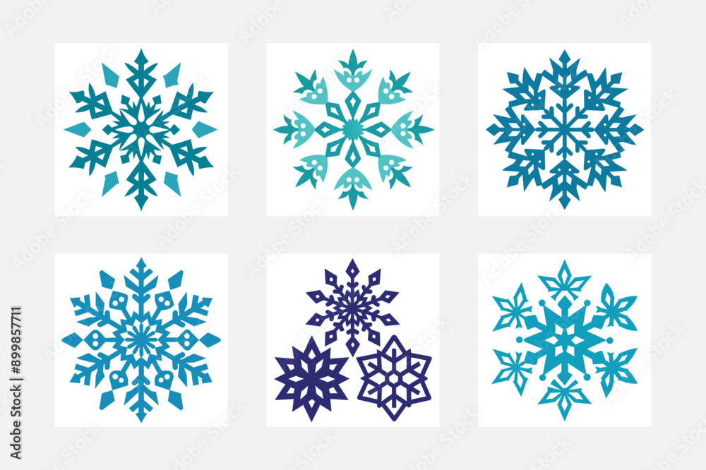 set of snowflakes vector illustration