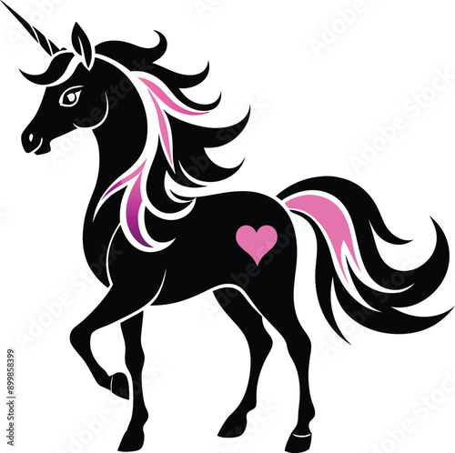 Unicorn silhouette vector art illustration White Background Free Download