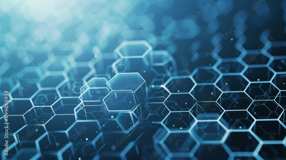 A blue background with a pattern of hexagons