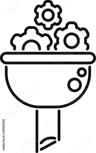 Line art style icon of a funnel converting ideas into money