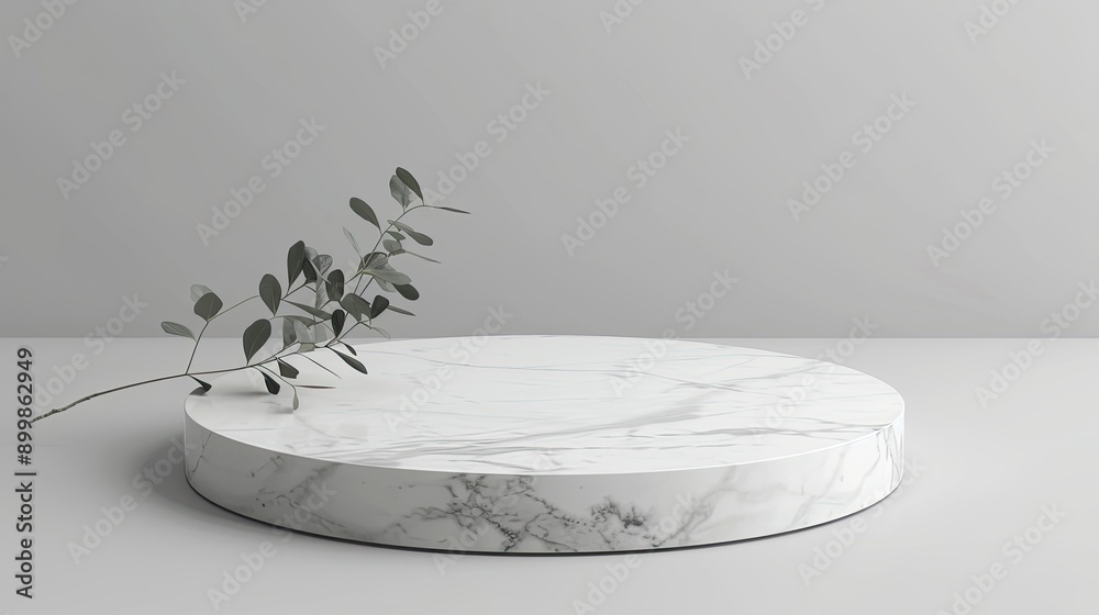 Elegant white marble podium with a minimalistic design, ideal for showcasing products on a 3D platform. Elegant white marble podium with a minimalistic design, ideal for showcasing products on a 3D platform.