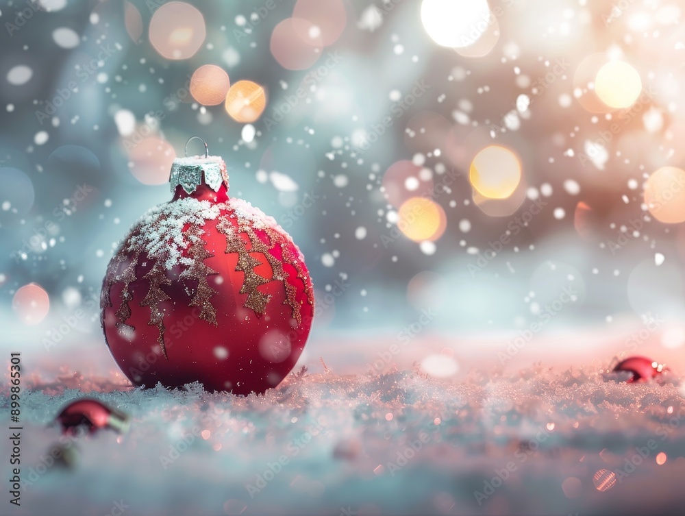 Red baubles and pinecones with glowing bokeh lights festive Christmas scene. Red baubles and pinecones with glowing bokeh lights festive Christmas scene.