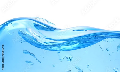 water splash in the water, animation of a blue water flow with white background