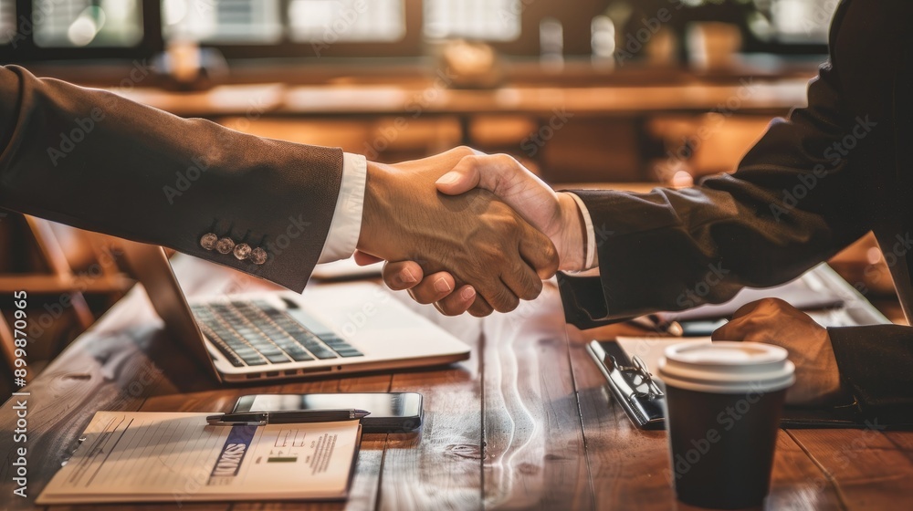 Business partners shaking hands after signing a contract AI generated Business partners shaking hands after signing a contract AI generated