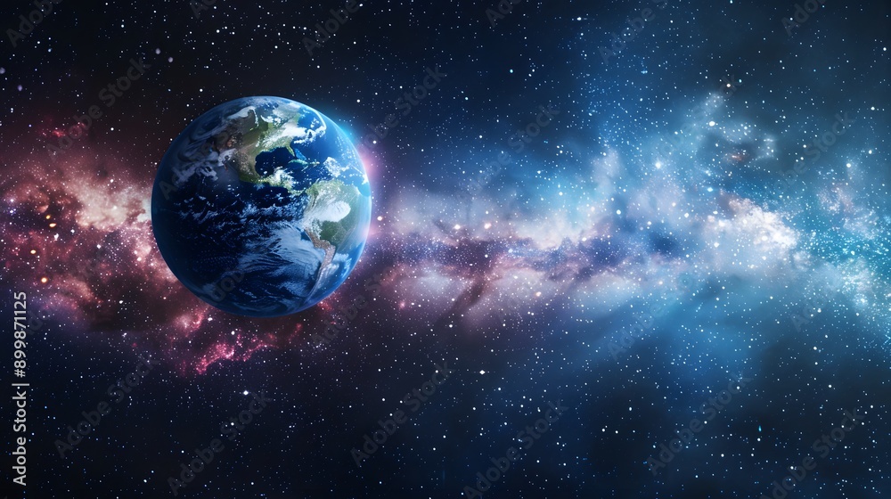 Obraz premium Earth centered in a vast, star-filled galaxy