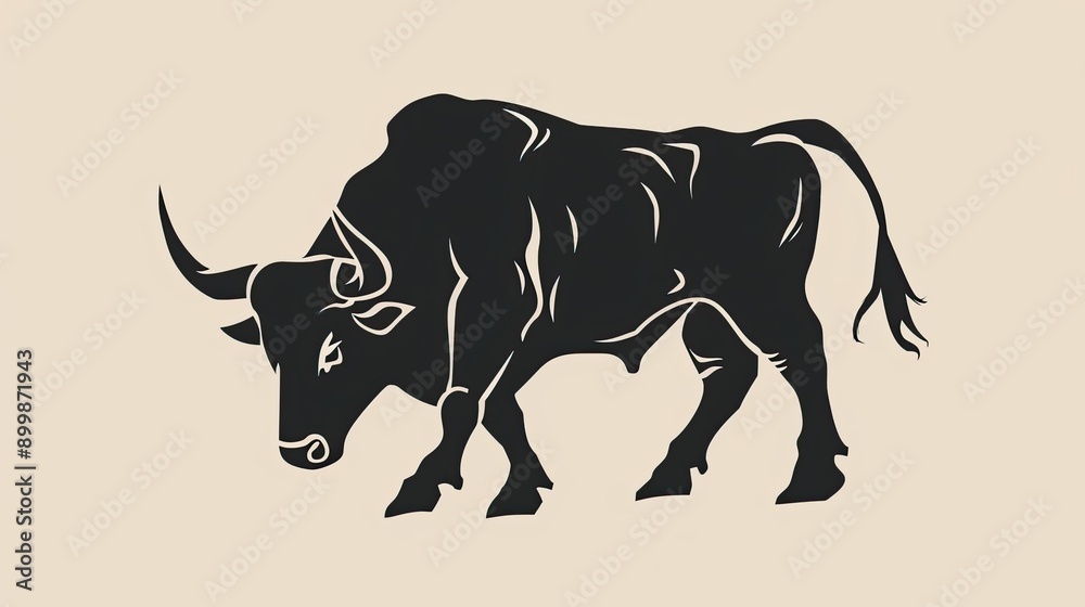 Obraz premium Bull silhouette logo icon vector AI generated