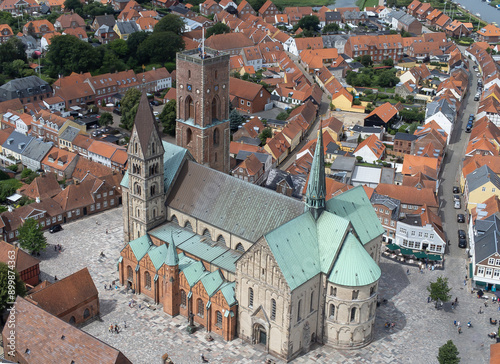 Aerial photo of the Cathedral of Our Lady in Ribe, Denmark