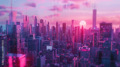 Wallpaper Mural Cyberpunk photo of 3D bill bord in newyourk city area with future dusk color background AI generated Torontodigital.ca