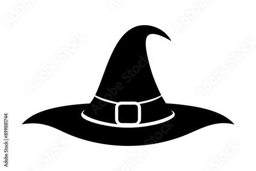 Halloween Black Creepy Icon with Hat - Vector Design on White Background