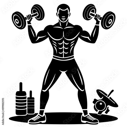 workout vector silhouette on white background