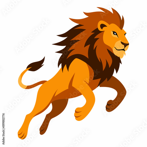 Leaping over viewer growling photorealistic, real Lion, head on, face on, claws out, fur detail with perspective white background