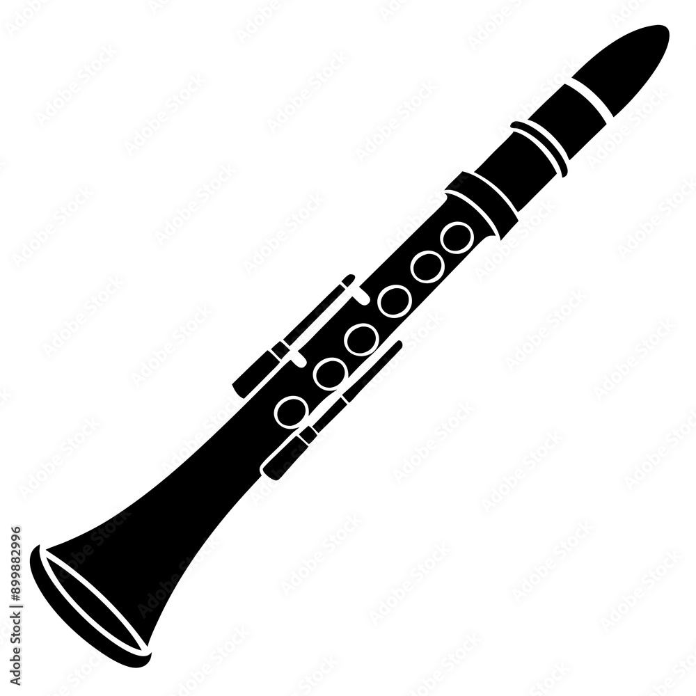 Clarinet musical instruments Vector silhouette with a white background Clarinet musical instruments Vector silhouette with a white background