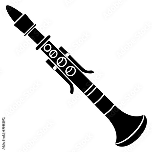 Clarinet musical instruments Vector silhouette with a white background