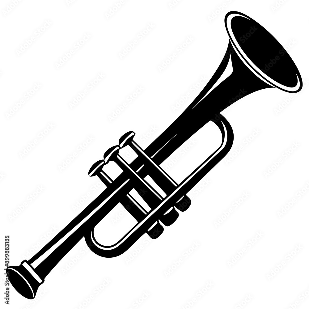 Trumpet musical instruments Vector silhouette with a white background Trumpet musical instruments Vector silhouette with a white background