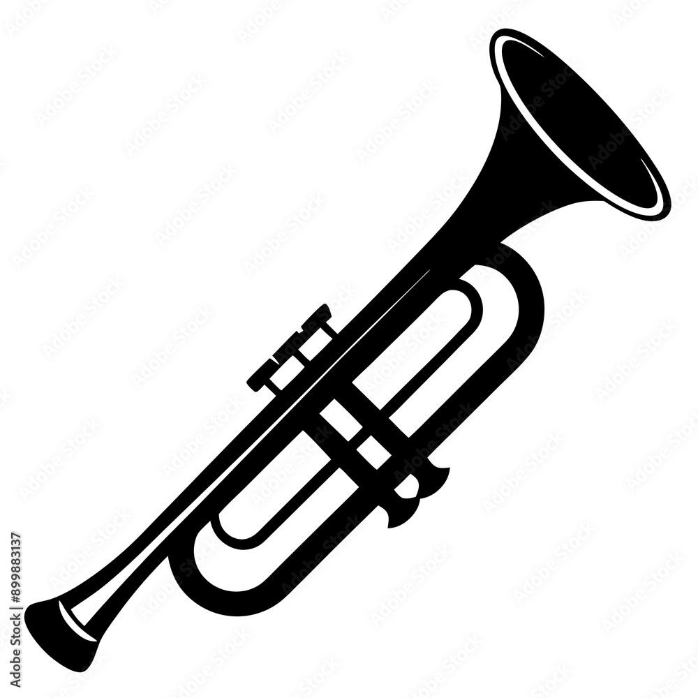 Trumpet musical instruments Vector silhouette with a white background Trumpet musical instruments Vector silhouette with a white background
