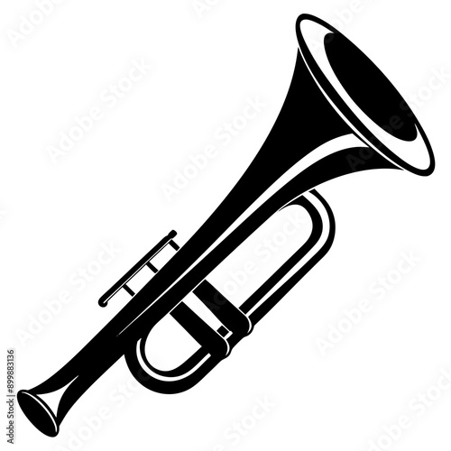 Trumpet musical instruments Vector  silhouette with a white background